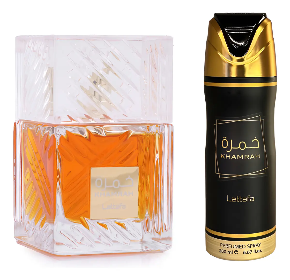 Lattafa Khamrah EDP 100 ML + Deo Spray 200 ML Set 2 piezas Unisex