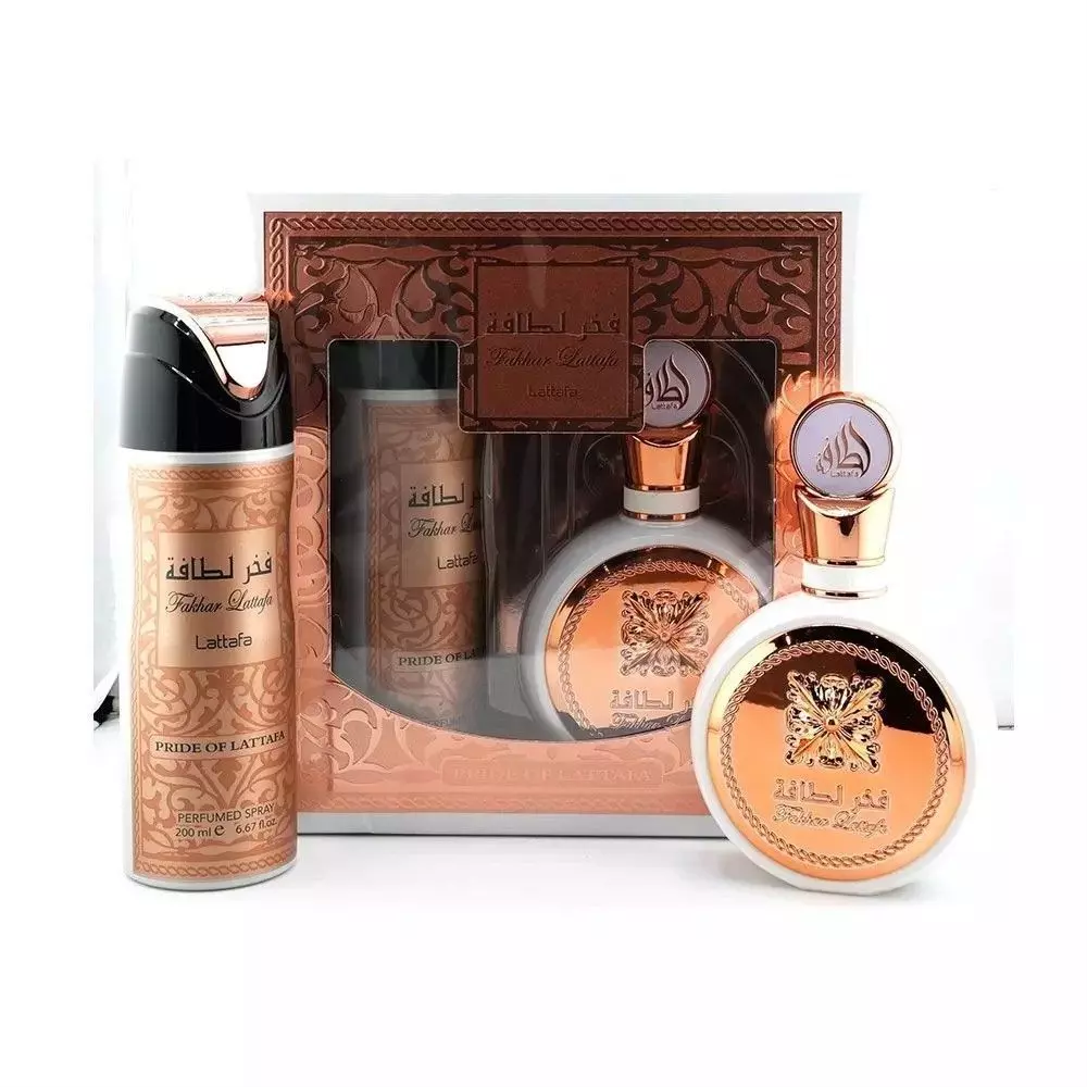 Set Lattafa Fakhar Women Edp 100 Ml + Deo Spray 200 Ml - Mujer