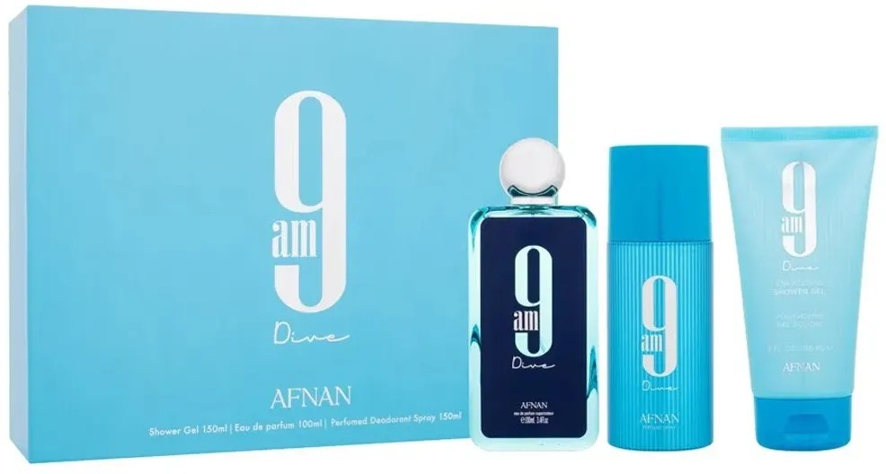 Afnan 9am Dive EDP 100ML Unisex Set 3 Pzas